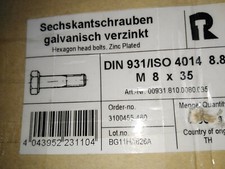 50 Stück Sechskantschrauben mit Schaft DIN931 M8x35 galvanisch verzinkt 