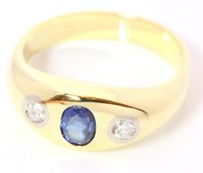 Bandring 14 kt 14k 585 er Gelb Gold mit Saphir Safir Brillant Brillantring Ring