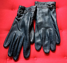 Lederhandschuhe ultraweich Damen BLAU Gr.7,5 /M 21cm lang