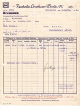 A.) K2 Alte Rechnung DLW Deutsche Linoleum Werke Delmenhorst 1932