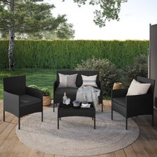 Lounge Set Garten Schwarz