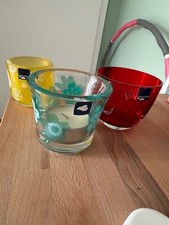 Leonardo Windichter 3 Stück Teelichthalter gelb rot tükis Blumen Muster Deko