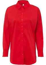 Longbluse mit Smockdetail Gr. 44 Tomatenrot Damen Langarm Bluse Long-Hemd Neu*