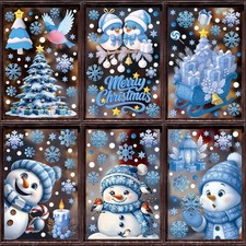 Blau Weihnachten Fenster Aufkleber Klammern Xmas Santa Kunst Aufkleber Wand Home Shop Dekor