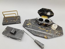 ART DECO Marmor Schreibtischgarnitur-SET alt, antik 20er/40er Jahre Tintenfass