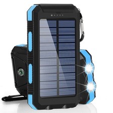 Solar Powerbank 30000mAh 2 USB Akku Externer Batterie Ladegerät für alle Handys