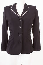 RENA LANGE Damen Blazer Gr. 36 Wolle Schwarz Weiß
