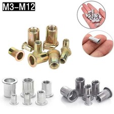 Blindnietmuttern M3 M4 M5 M6 M8 M10 M12 Flachkopf Edelstahl Alu Stahl Nietmutter
