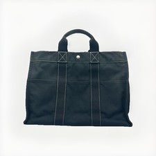 Authentic HERMÈS Paris Fourre Tout PM Stofftasche Shopper Designer Schwarz Weiß