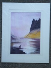 original Gemälde Aquarell signiert M Vogel landschaft phantasie vintage 90er