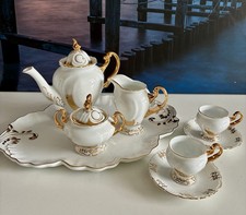 Kaffee/Espressoset Weiß/Gold