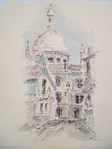 Aquarell france paris basilika - aquarell,