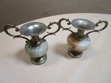 2 alte Vasen Messing Onyx