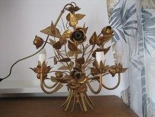 prächtiger Vintage Kronleuchter Florentiner Lampe Messing gold Hans Kögl 5 Armig