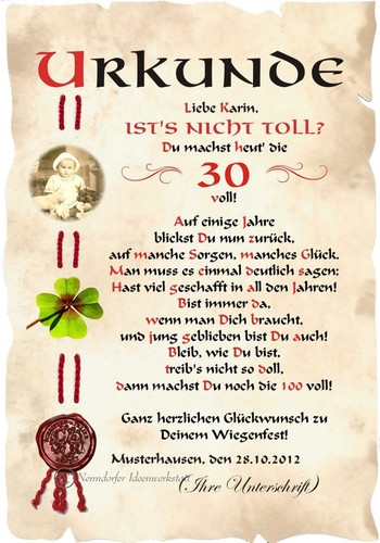 Xxl urkunde geburtstag din - urkunde,