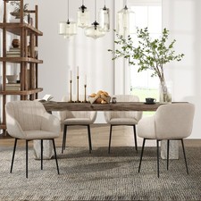 Esszimmerstühle 4er Set Armlehnenstuhl Samt Küchenstühle Beige