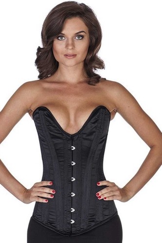 Korsett corsage schwarz satin - schwarz,