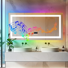 Spiegel mit RGB Beleuchtung Bluetooth Uhr digital Spiegel Touch Badezimmer Smart