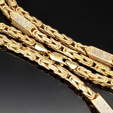 Bling Bling Königskette 585 14K Echt Gold mit Steinbesatz 60cm 4,5mm Goldkette