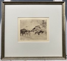 Radierung landschaft mit pferd - radierung,