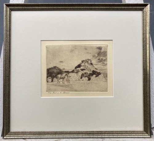Radierung landschaft mit pferd - radierung,