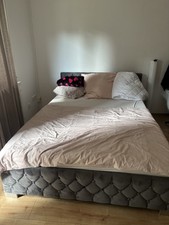 Nice Polsterbett, 140x200  Samtbezug, großer Boxspring, inklusive Matratze