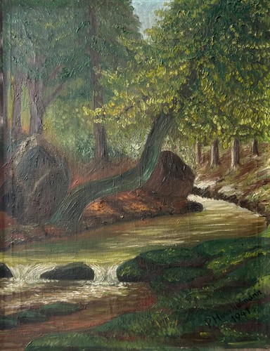 Kleines ölbild wald mit - wald,