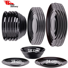 Schwarzes Geschirrset 6/12/18-teilig - runde Teller & Schüsseln Geschirr Geschirrset