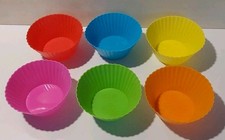 6 Silikon-Muffin-Förmchen/ Backen/ Kuchen/ bunt/ wiederverwendbar 