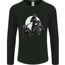 Skull Biker Mit Staffy Hund Motorrad Herren Langarm T-Shirt