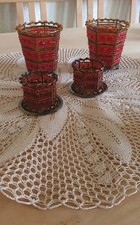  Vier Partylite Teelichthalter Rot Orientalisch Gebraucht Guter Zustand .