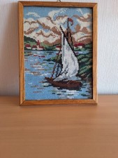 Gobelin-Stickbild  Segelboot