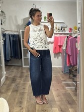 Gang Cropped Jeans Blau Streifen O-Shape high waist "94ODINA" versch. Gr. (I3)H