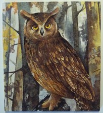 Deko HDF - Tiere Natur Vögel Garten Eule Kauz Herbst 