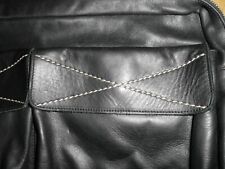 Ledertasche Umhängetasche von ARCADIA in schwarz mit beigen Nähten Unisex