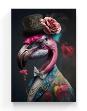 Leinwand Bild Modischer Flamingo Farbig Dekoration Wandbild Pop Art Poster