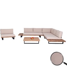 B-Ware Garten-Garnitur mit Sessel MCW-H54, Lounge-Set, hellbraun, Polster beige