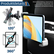 Universal Kopfstützen Halterung Tablet Halter KFZ Auto für iPad Samsung 7-11"