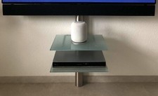 EINZELSTÜCK Design TV Rack Edelstahl V4A / Milchlas Wandbefestigung 