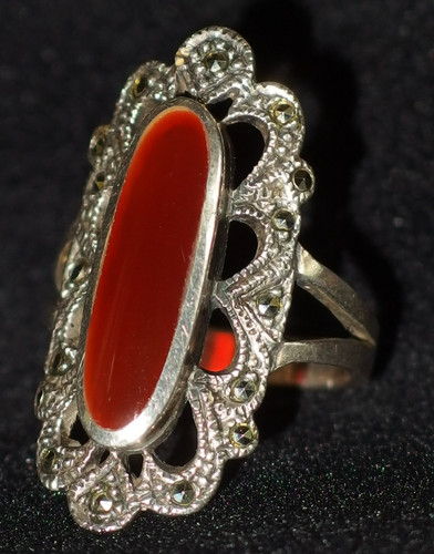 Karneol markasit cabochon ring - cabochon,