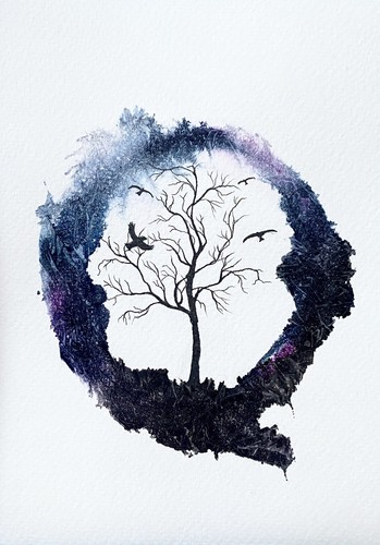 Silhouette baum vogel - silhouette, &
