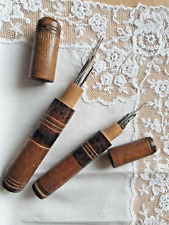 Antik Nadel Etuis - 2 Behälter - Box für Nähnadeln - Omas Aufbewahrung Holz