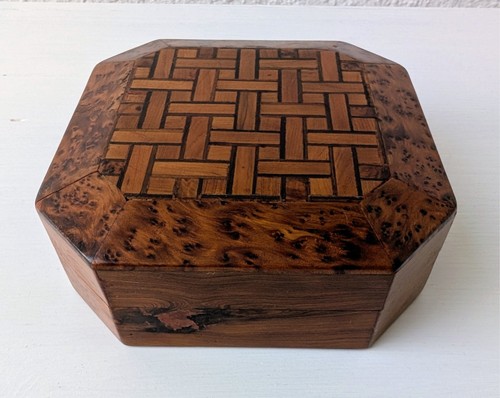 Antike holz schatulle - holz, oktonal