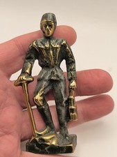 Skulptur Figur Bronze - Statue Bergmann (Henner) m. Hacke und Stein