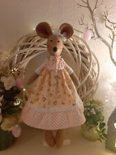 Frühlings Maus Tilda Puppe Deko Shabby Chic Landhaus  koralle geblümt