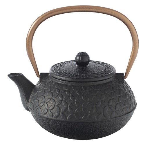 Black flower teekanne - black, teekanne,