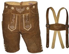 kurze Trachten Lederhose + Träger Plattlerhose bestickt Stockerpoint Oktoberfest