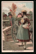 Künstler-AK Tracht aus Vierlanden, Reklame für Apollinaris Mineralwasser 1912 