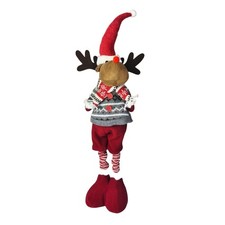 XL Elch Wichtel Stoff 50-65cm rot ausziehbare Beine Advent Weihnachten Figur