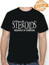 STEROIDS Breakfast of Champions T-Shirt Tee / GYM / BODYBUILDING / FETS / Größe S